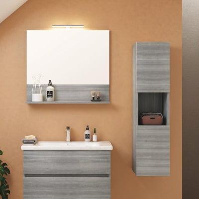 Soft 09 - Set Mobili Bagno con Lavabo e Specchio