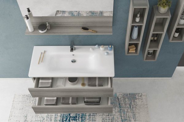 Soft 10 - Set Mobili Bagno con Lavabo e Specchio