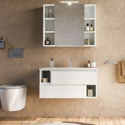 City 02 - Set Mobili Bagno con Lavabo e Specchio