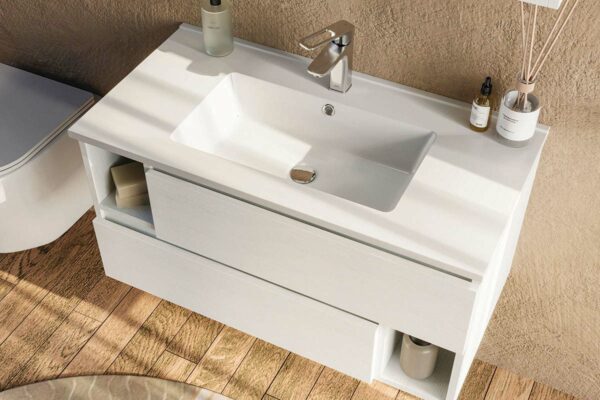 City 02 - Set Mobili Bagno con Lavabo e Specchio