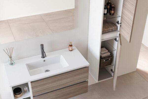 Cubik 01 Specchio, Lavabo e Mobile Set Completo