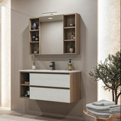 Cubik 03 Specchio, Lavabo e Mobili Set Completo
