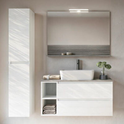 Cubik 06 Specchio, Lavabo e Mobili Set Completo