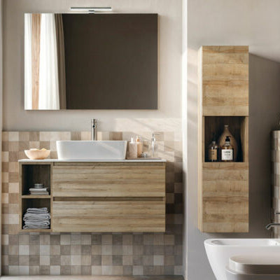 Cubik 07 Specchio, Lavabo e Mobili Set Completo
