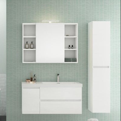 Line 03 Specchio, Lavabo e Mobili Set Completo