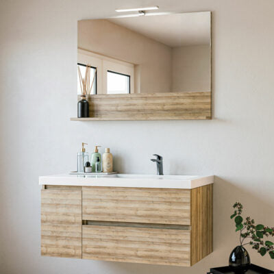 Line 05 Specchio, Lavabo e Mobili Set Completo