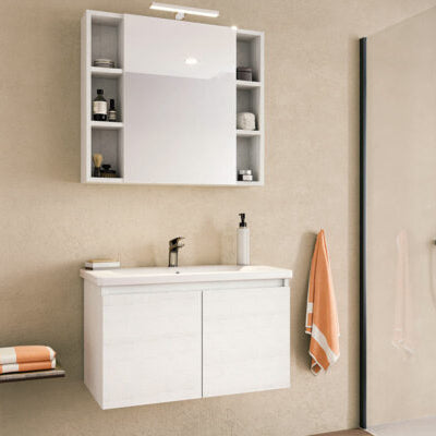 Soft 02 - Set Mobili Bagno con Lavabo e Specchio