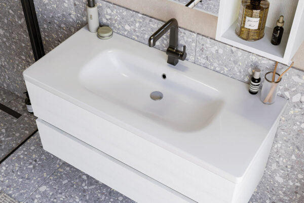 Soft 07 - Set Mobili Bagno con Lavabo e Specchio