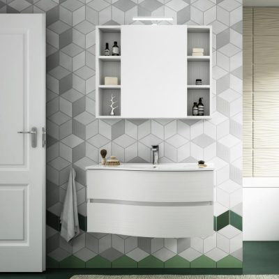 Flex 02 - Set Mobili Bagno con Lavabo e Specchio